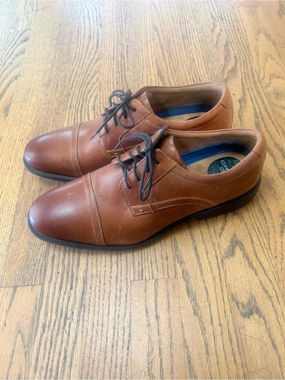 Men's Classic Tan Leather Derby Shoes - Lace-Up Oxfords